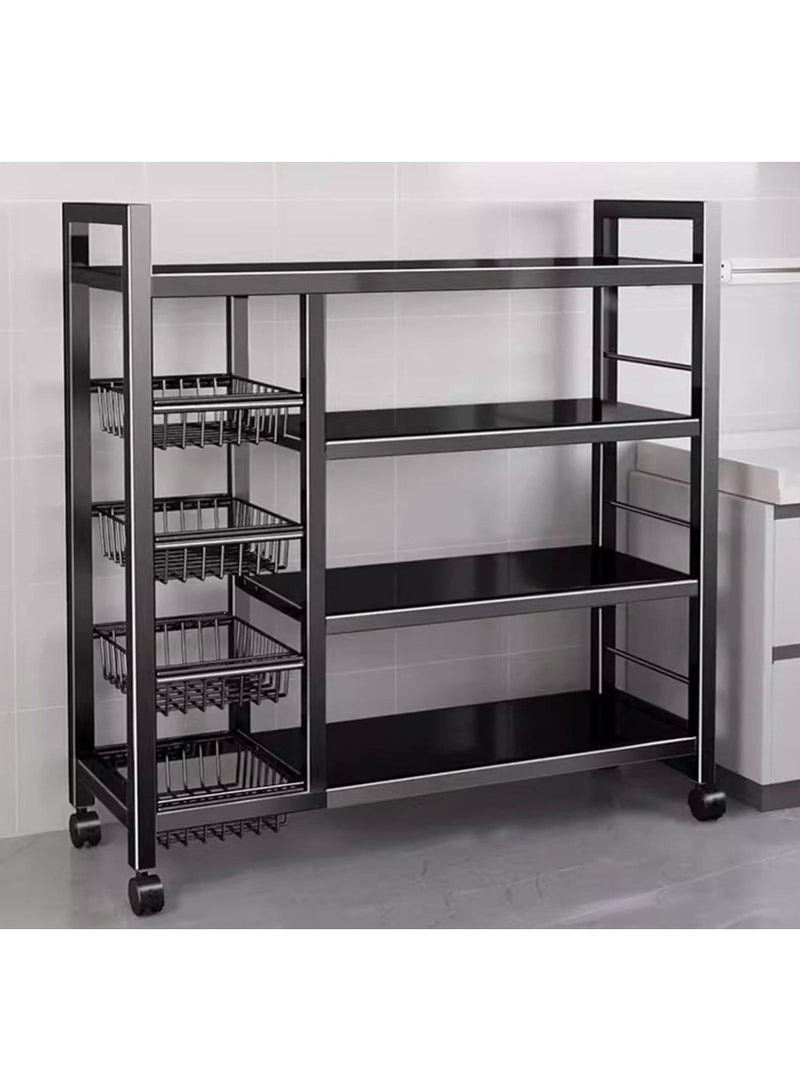 إيباسكت رف تخزين معدني متين وقوي بأربعة طبقات وأربعة سلال شبك مزود بعجلات وارتفاع قابل للتعديل بمقدار 5 سم مناسب لغرف المعيشة  والمطابخ (أسود، 36 × 32 × 53 بوصة / 90 × 32 × 135 سم) - Image 2